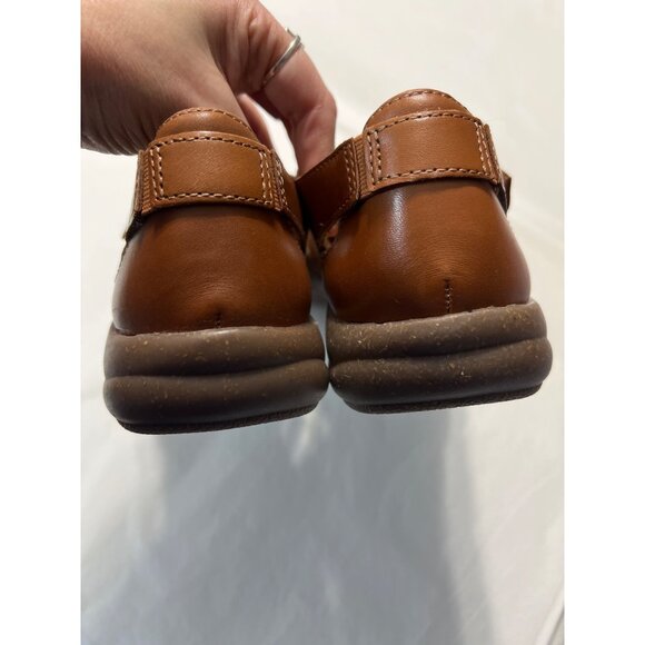 Clarks Collection Brown Leather Crisscross Flats Size 9 - Picture 8 of 10